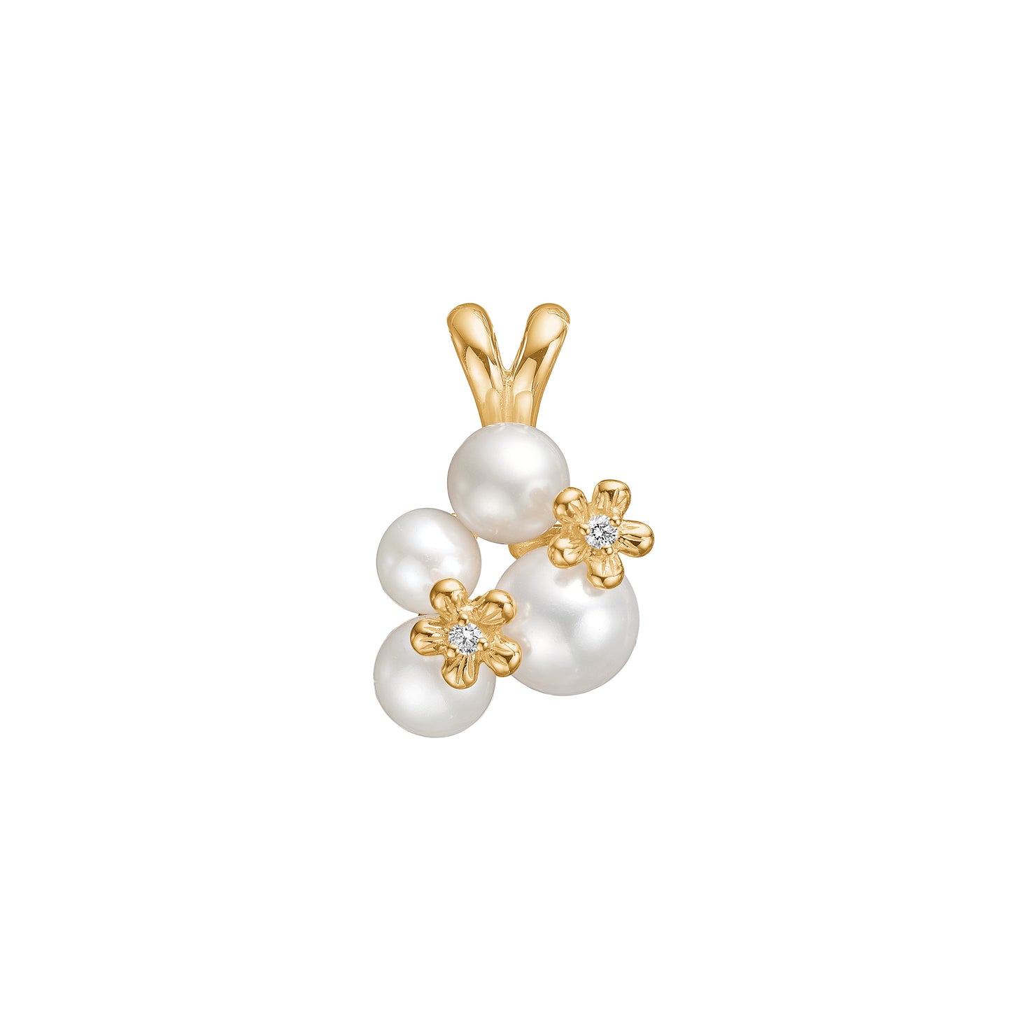 Pendant - Freshwater pearls and diamonds
