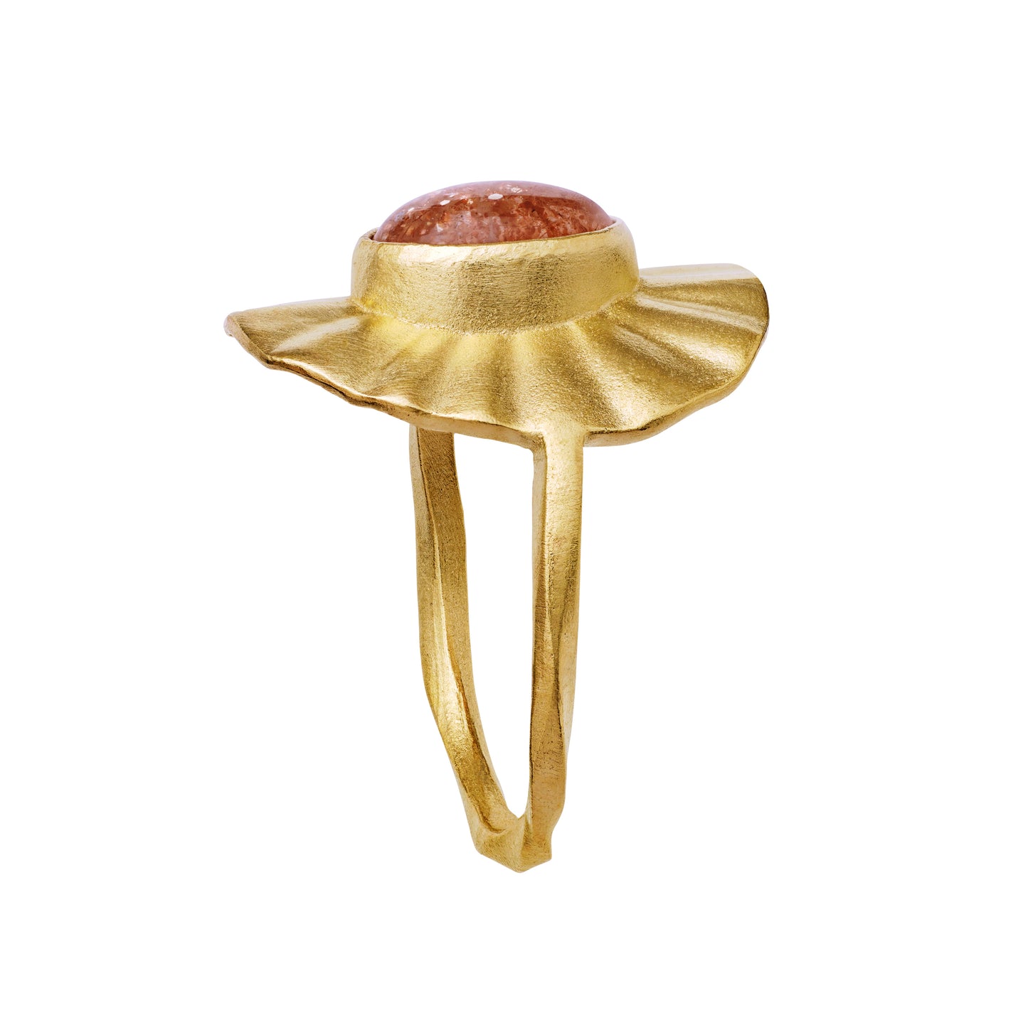 Lotus ring fra Maansten. Forgyldt sølv.