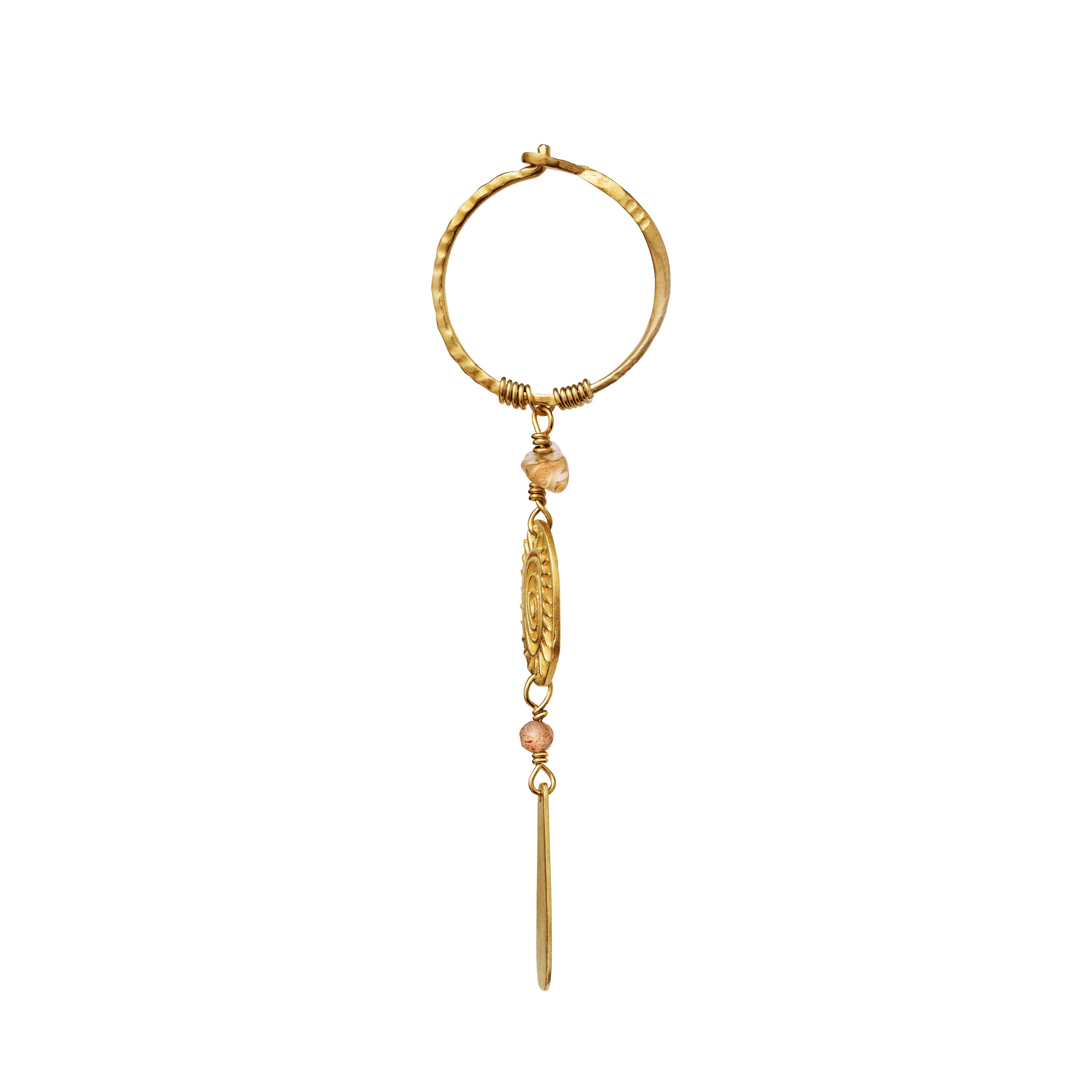 Solar Plexus Chakra Single ørering fra Maanesten i forgyldt sølv.