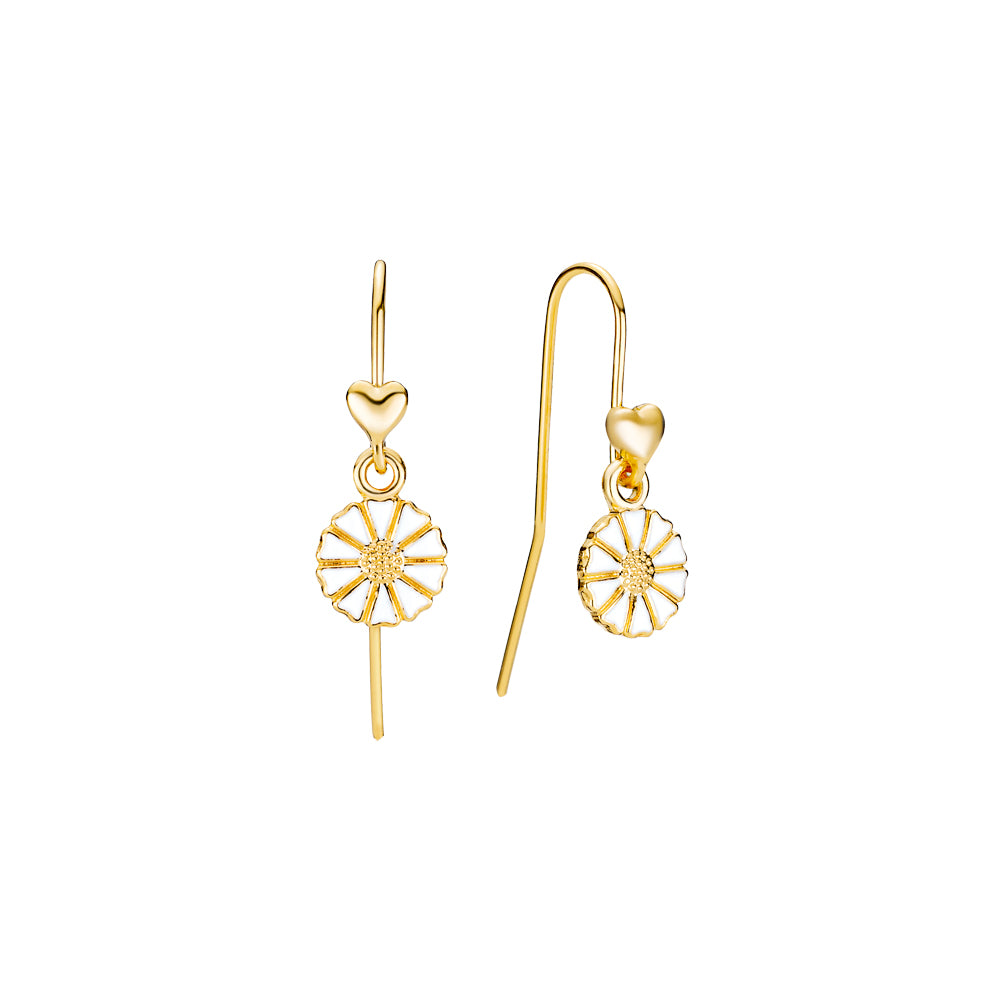 Earrings - Daisy 7.5 mm with heart