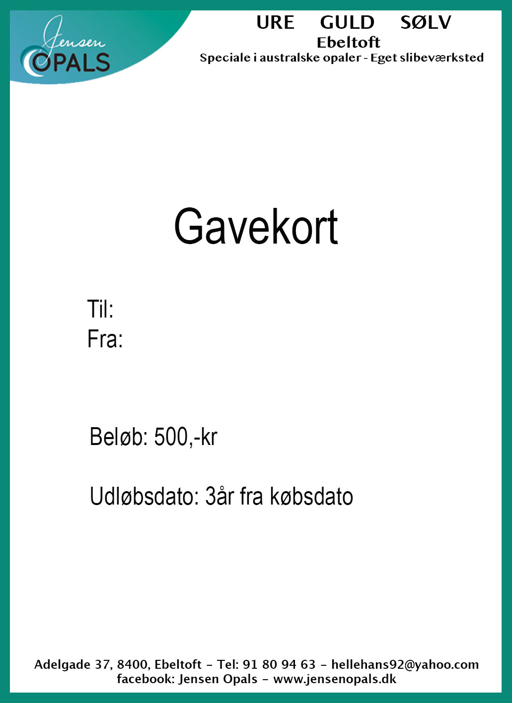 Gavekort 500kr
