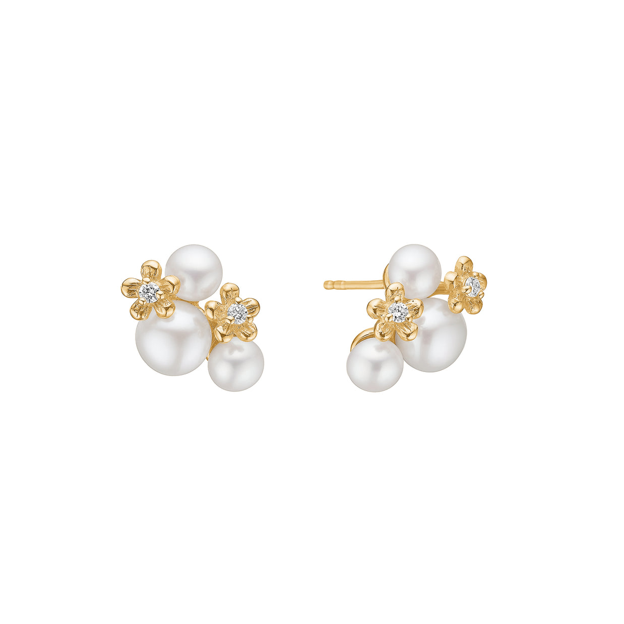 Earrings - Freshwater pearls and diamonds 