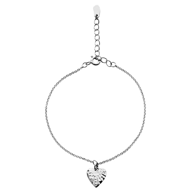 Cardi armbånd fra Maanesten i sterling sølv med hjerte vedhæng. Justerbar.