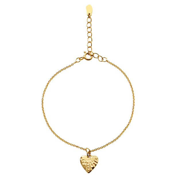 Cardi armbånd  fra Maanesten i forgyldt sølv med hjerte vedhæng. Justerbar.