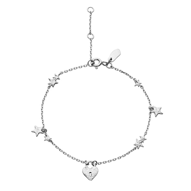 Esma armbånd fra Maanesten i sterling sølv med små vedhæng. 16 - 19 cm