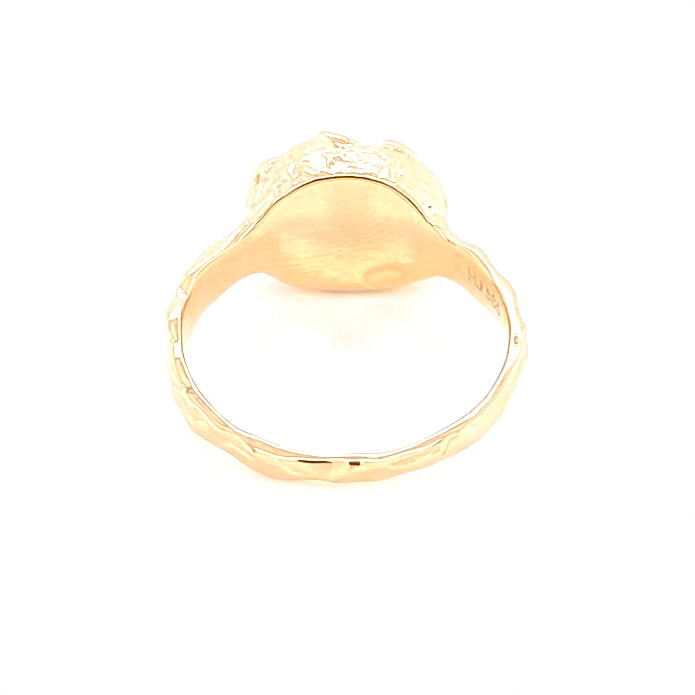 14 karat guld ring med solid opal fra Australien i tyrkis, grøn og blå