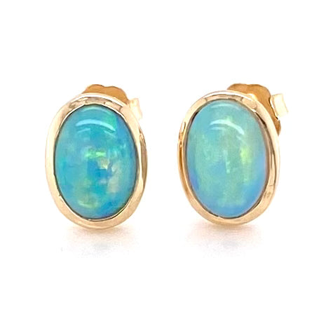 Ørestikker med ægte solide krystal opaler fra Australien indfattet i 14 karat guld.