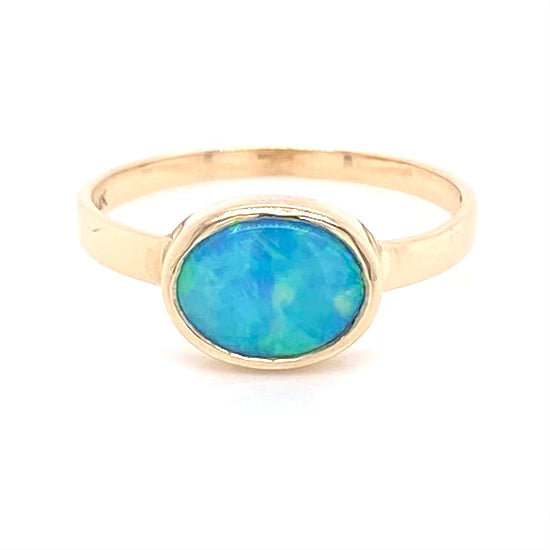 Ring - Solid opal Gr 128
