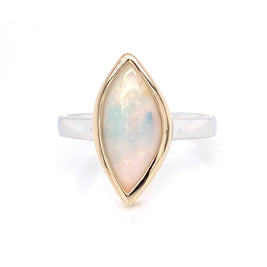 Ægte solid australsk opal i 14 Kt guld og sterling sølv.
