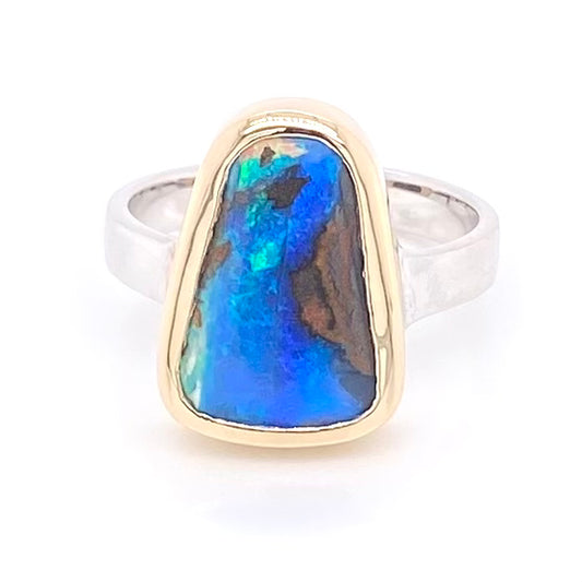Ring - Solid boulder opal Gsr 085