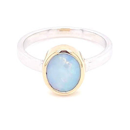 Ægte solid australsk opal i 14 Kt. guld og sterling sølv