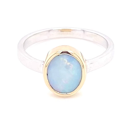 Ægte solid australsk opal i 14 Kt. guld og sterling sølv