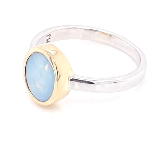 Ægte solid australsk opal i 14 Kt. guld og sterling sølv
