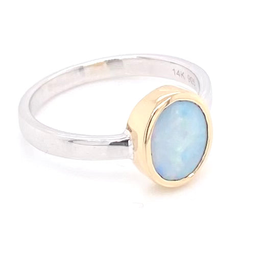 Ægte solid australsk opal i 14 Kt. guld og sterling sølv