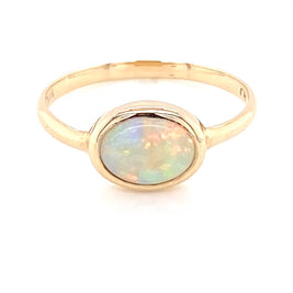 Ægte solid crystal opal fra Australien indfattet i 14 kt. guld. Kommer med oprindelses certifikat.