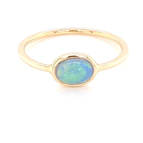 Ægte solid crystal opal fra Australien indfattet i 14 kt. guld. Kommer med certifikat.