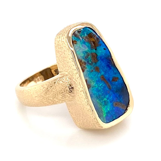 Ring - Solid Boulder opal Gr 051