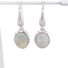 Ørehængere med ægte solide crystal opaler fra Australien, indfattet i sterling sølv.