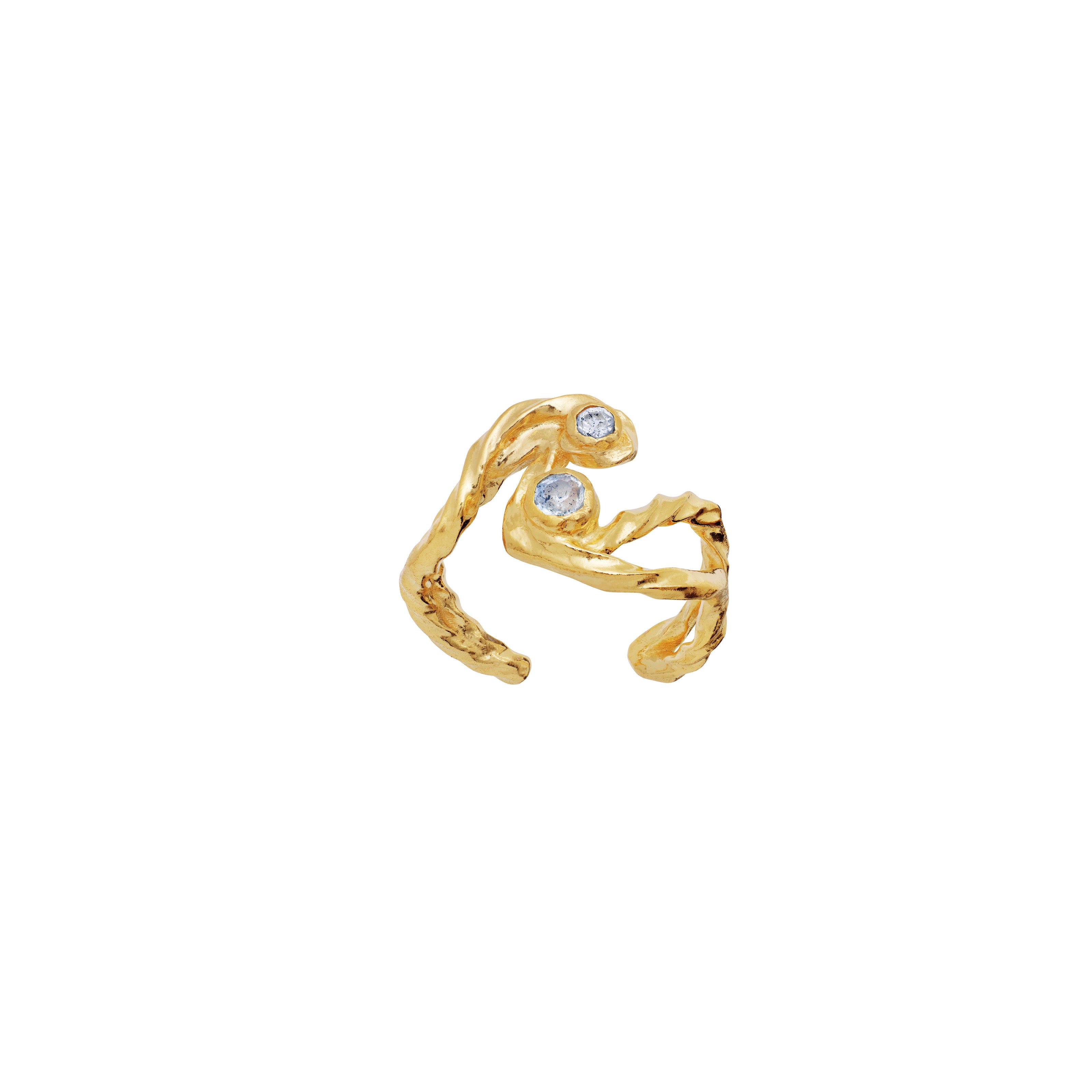 Earcuff fra Maanesten. Forgyldt sølv med labradoriter.