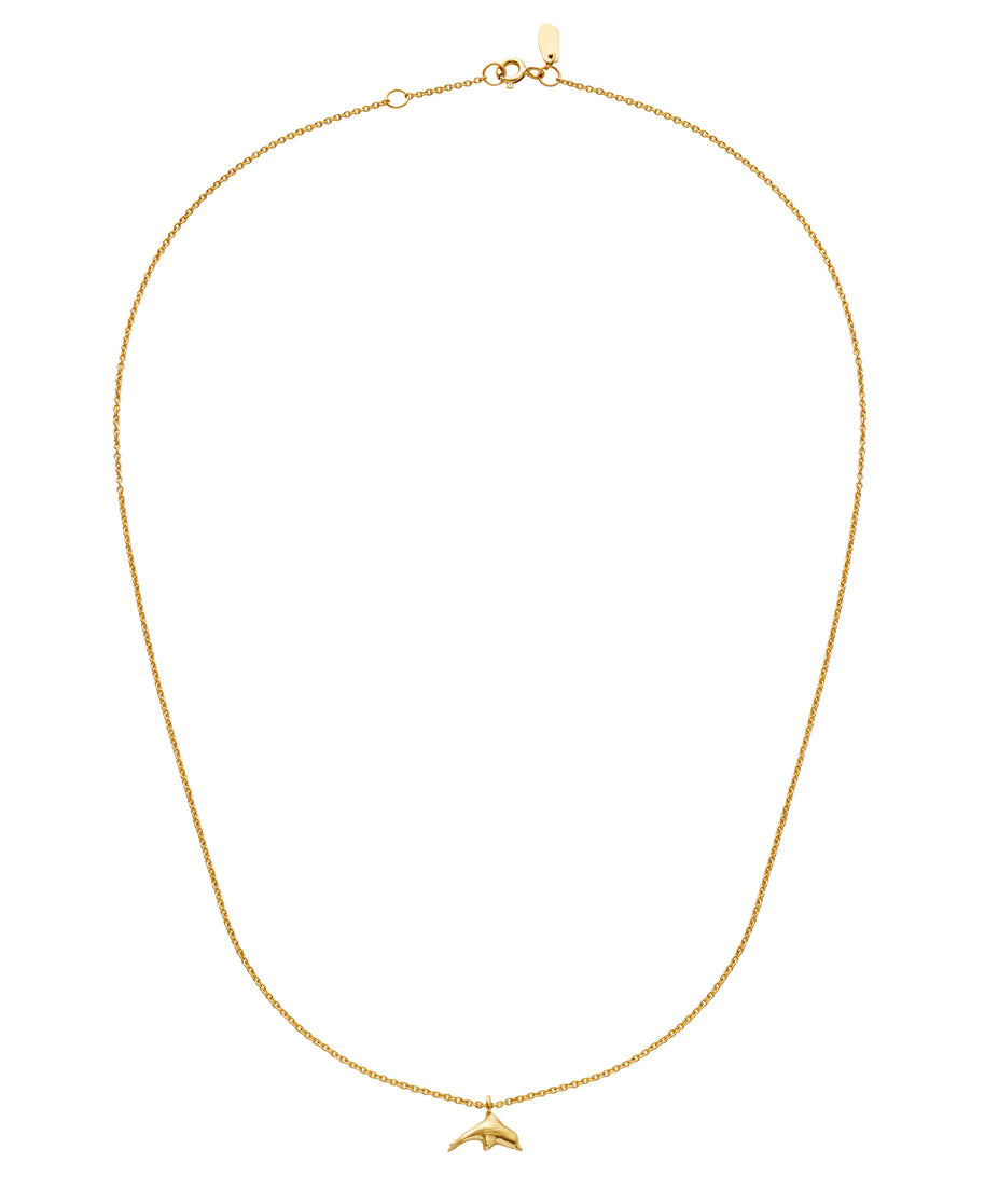Tide halskæde fra Maanesten. Forgyldt med lille delfin vedhæng.
