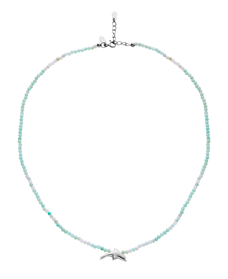 Tiki halskæde fra Maanesten. Sterling sølv vedhæng. Blå sten.