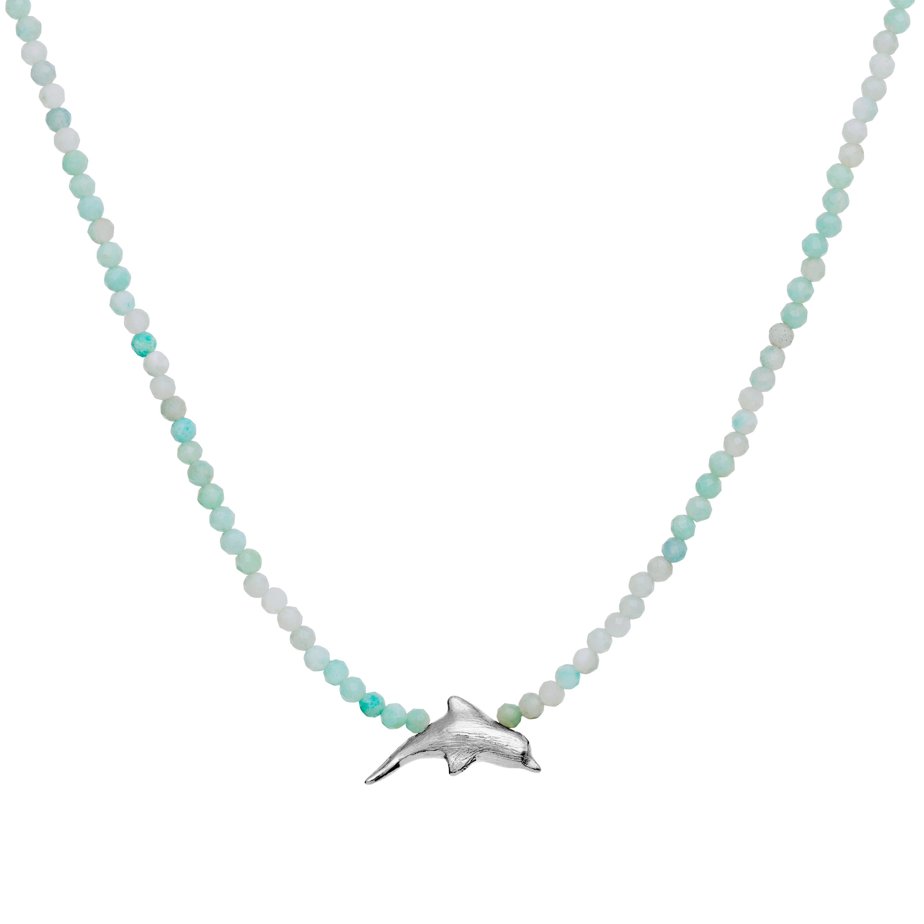 Tiki halskæde fra Maanesten. Sterling sølv vedhæng. Blå sten.