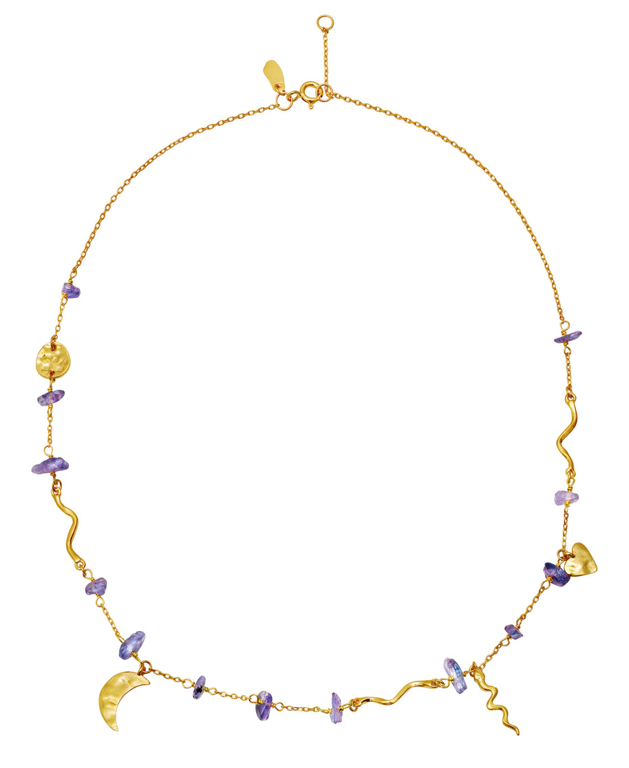 Yolanda halskæde fra Maanesten. Forgyldt sølv. 