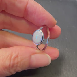 Ægte solid crystal opal fra Australien indfattet i sterling sølv