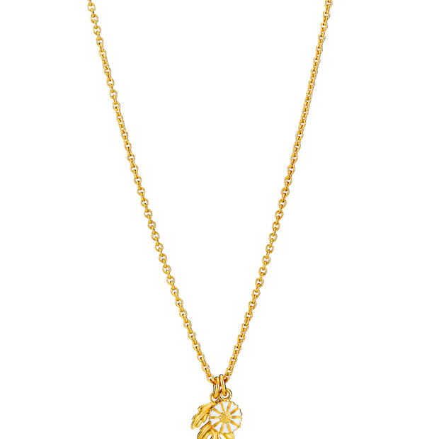 Halskæde - Marguerit 7.5 mm med blad