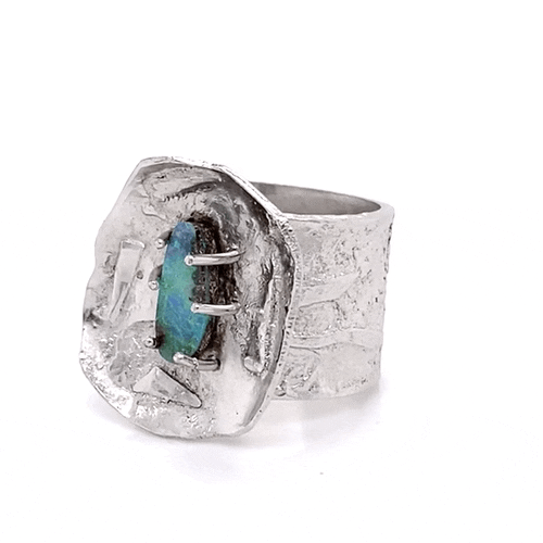 Ring - Solid boulder opal Sr 040