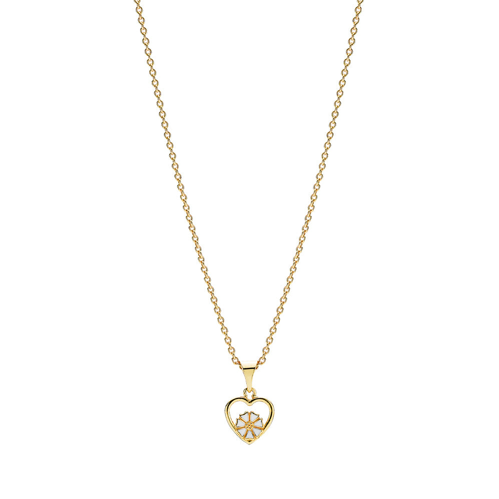 Halskæde - Marguerit med 5 mm i hjerte