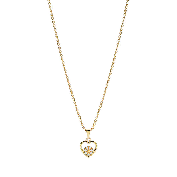 Halskæde - Marguerit med 5 mm i hjerte