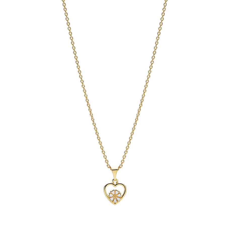 Halskæde - Marguerit med 5 mm i hjerte