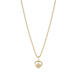 Halskæde - Marguerit med 5 mm i hjerte