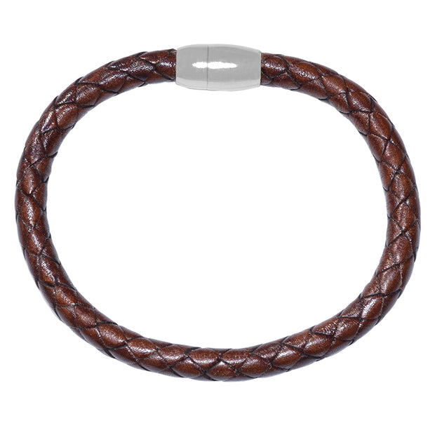 Armbånd lavet af ægte håndflettet kænguro læder og låsen er magnetisk rustfri stål.
