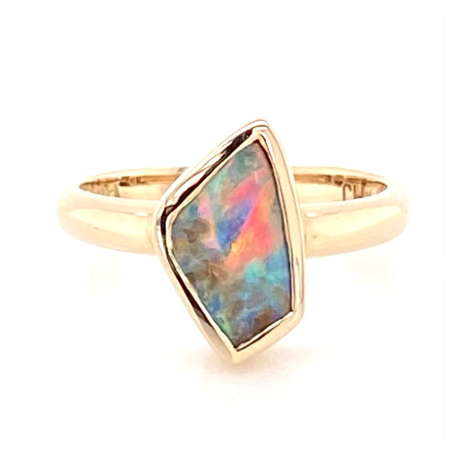 Ring - Solid boulder opal Gr 016