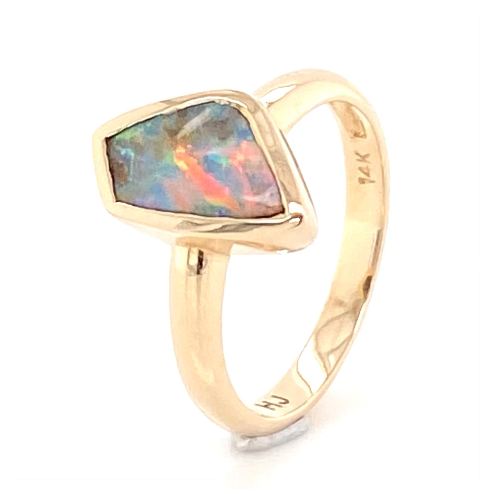 Ring - Solid boulder opal Gr 016