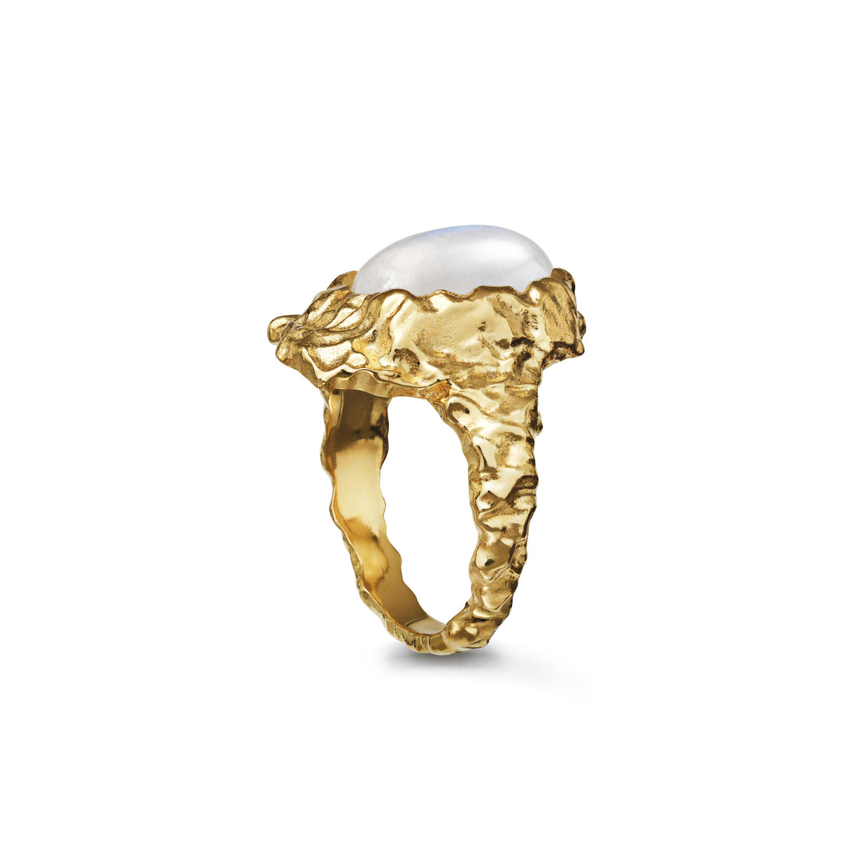 Goodess månesten ring fra Maansten. Forgyldt sølv.