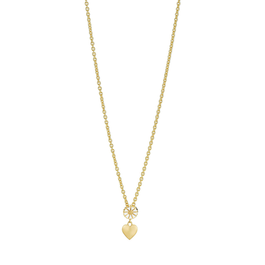Halskæde - Marguerit med hjerte