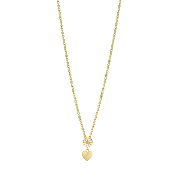 Halskæde - Marguerit med hjerte