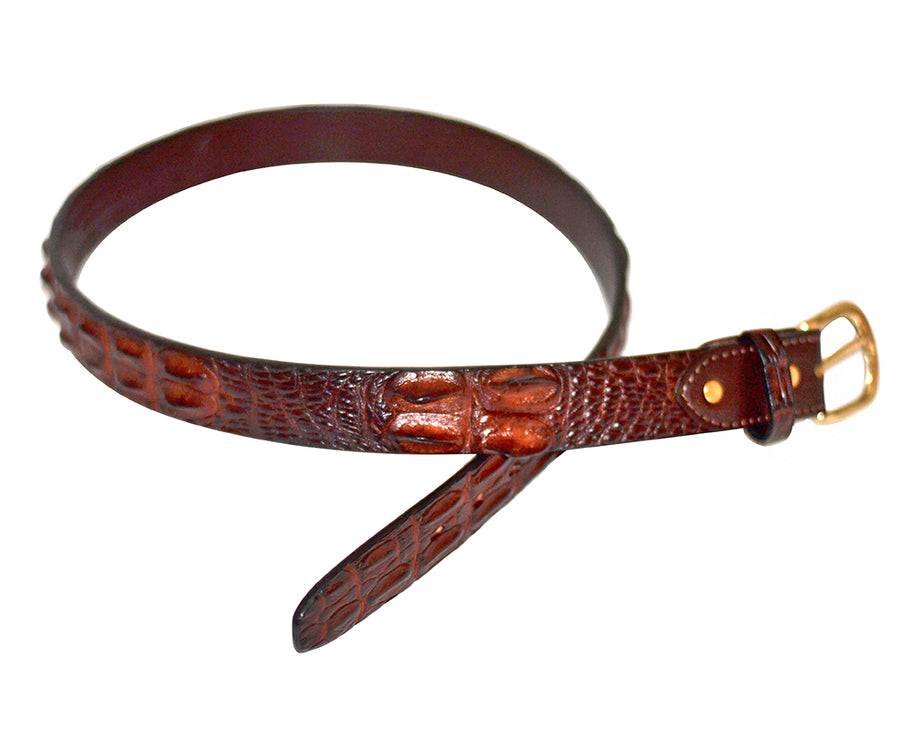 Ægte australsk saltvands krokodille bælte. Brun med messing spænde.