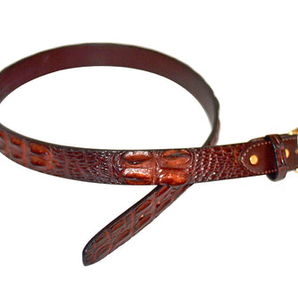 Ægte australsk saltvands krokodille bælte. Brun med messing spænde.