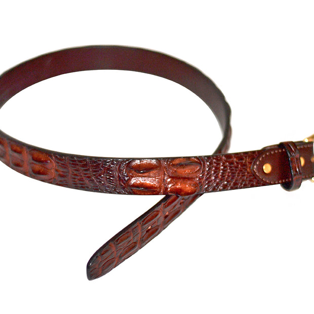 Ægte australsk saltvands krokodille bælte. Brun med messing spænde.