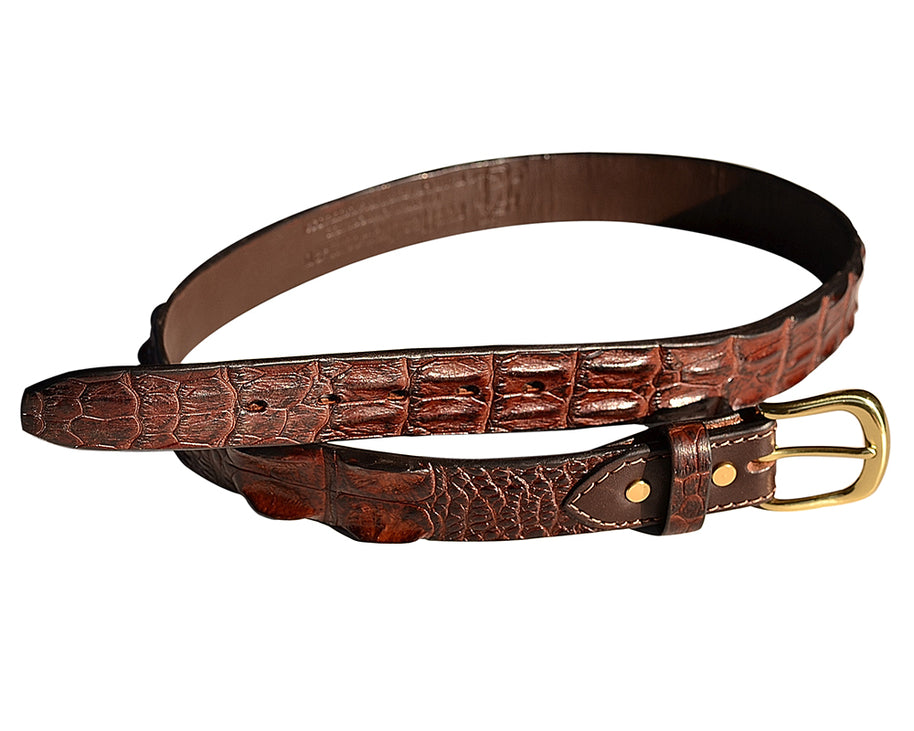 Ægte australsk saltvands krokodille bælte. Brun med messing spænde