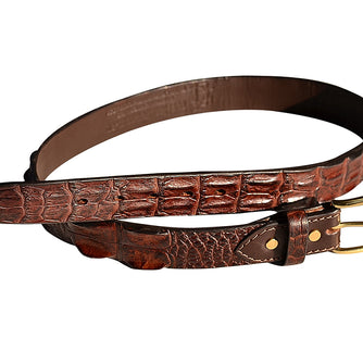 Ægte australsk saltvands krokodille bælte. Brun med messing spænde