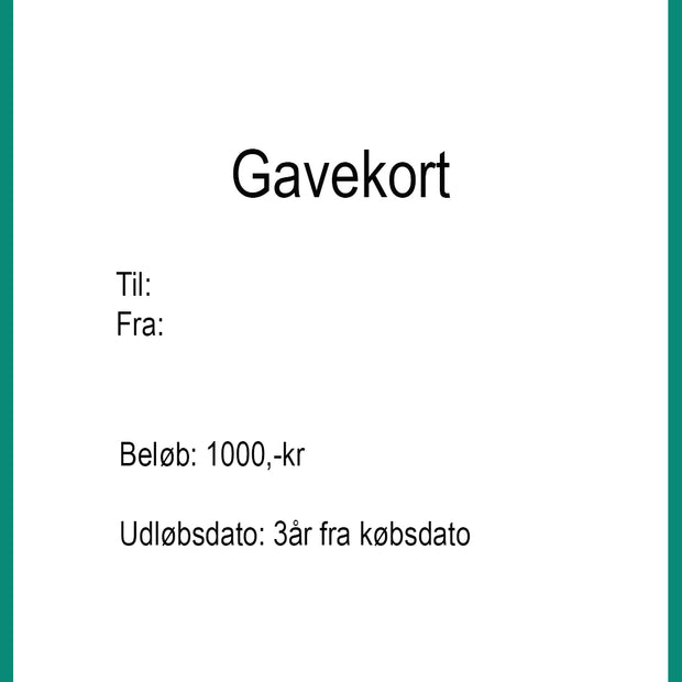 Gavekort 1000kr