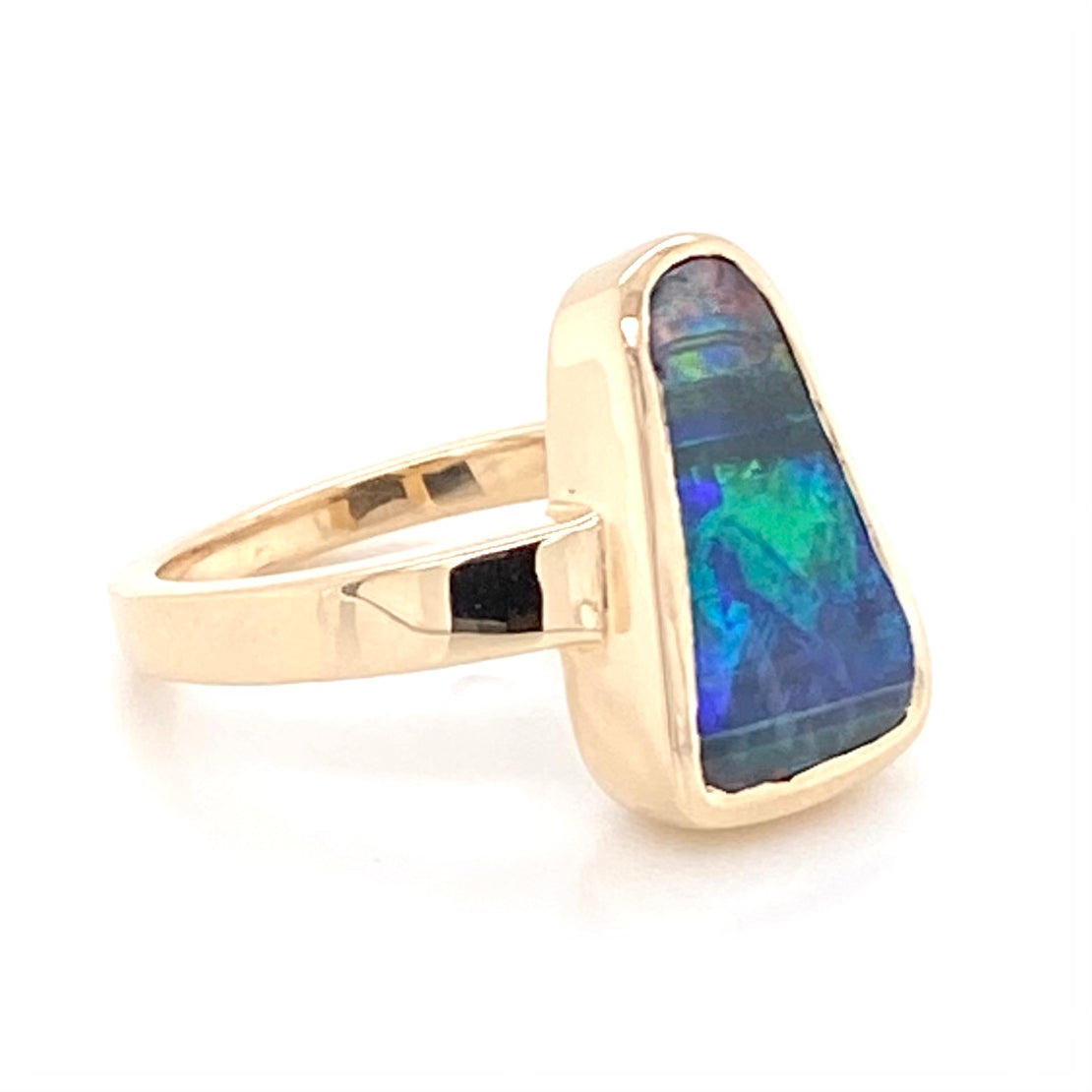 Ring - Solid boulder opal Gr 008