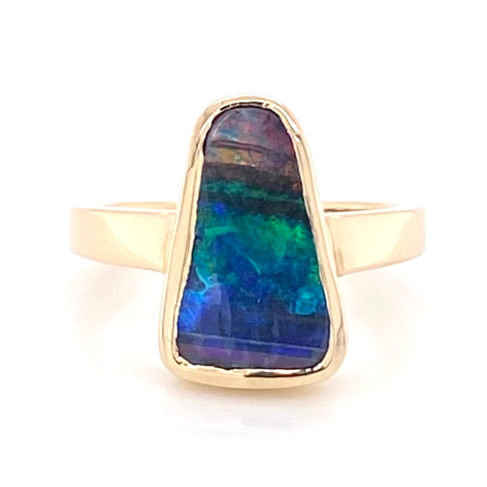 Ring - Solid boulder opal Gr 008