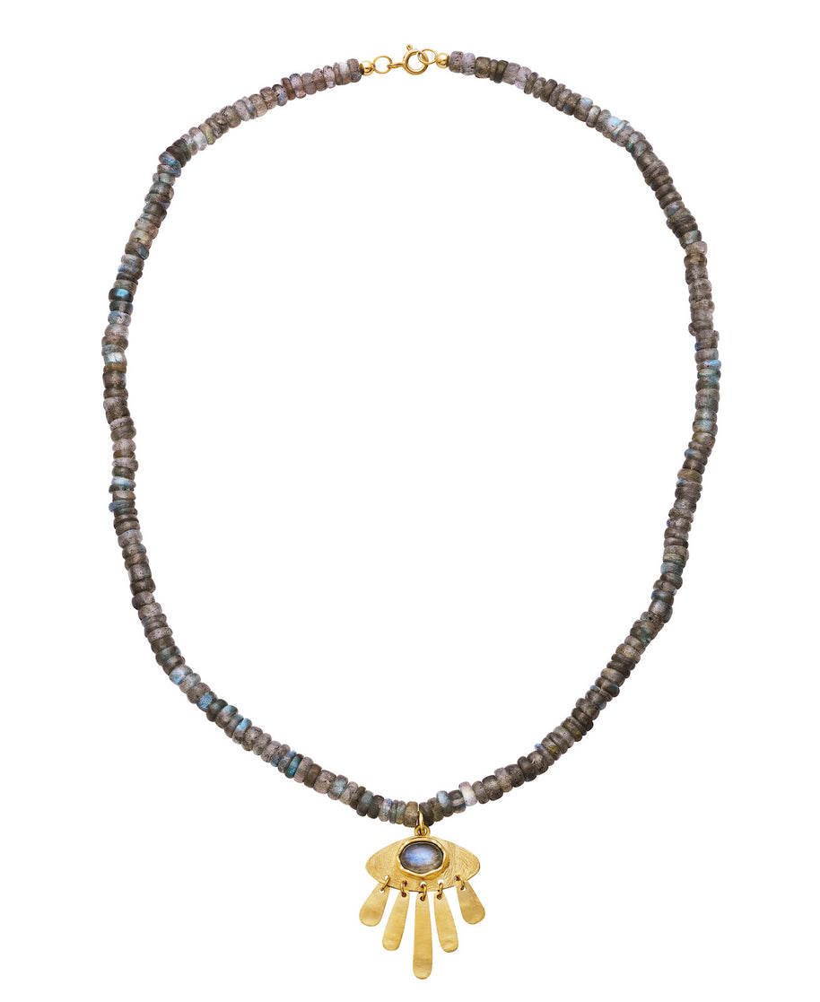 Sophia halskæde fra Maanesten. Forgyldt sølv med labradorite