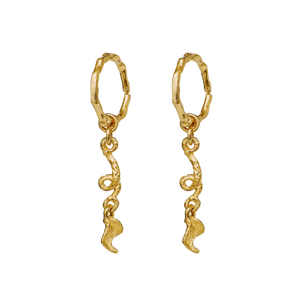 Crawda øreringe fra Maanesten i forgyldt sølv